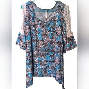 Floral Blue Women's Top